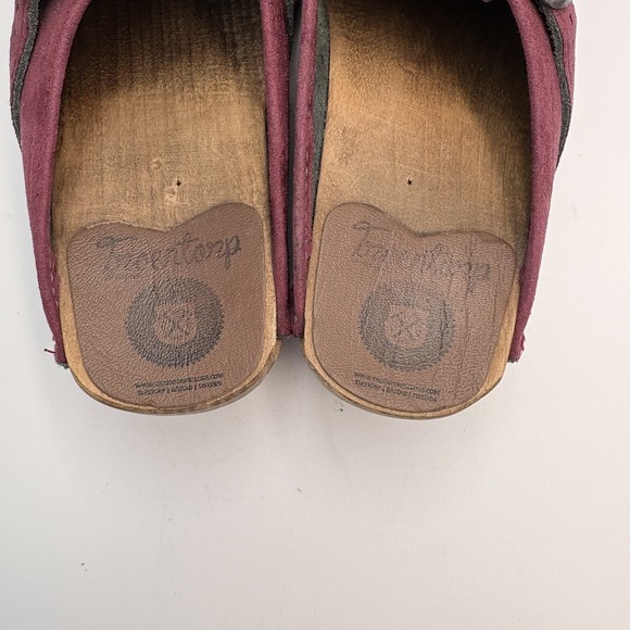 Troentorp Of Sweden Wood Clog Burgundy Purple Suede Slip on Mules Womens 37 6.5 - Picture 9 of 10